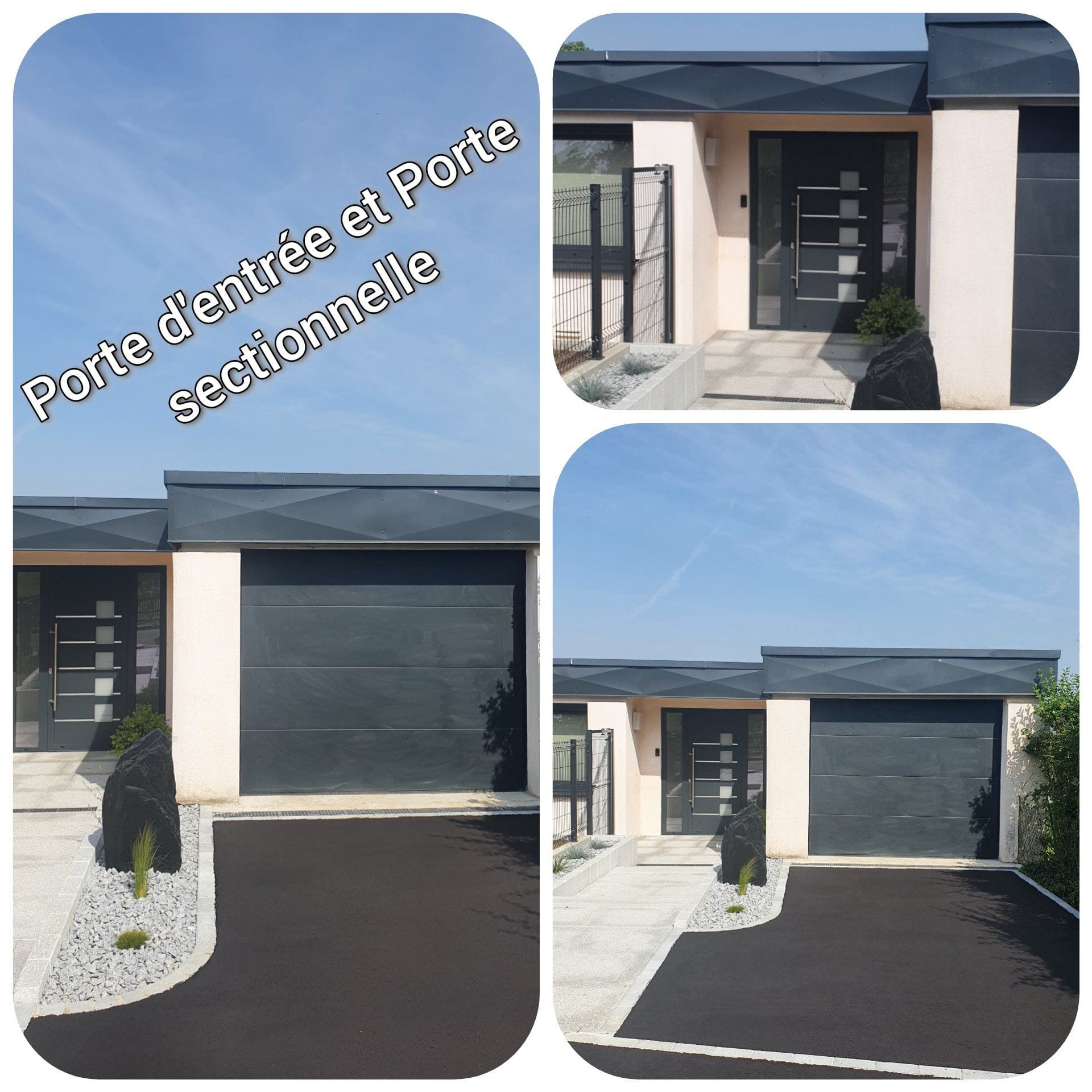 Porte de garage et porte d'entrée anthracite
